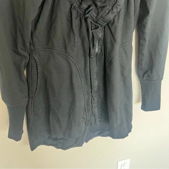 NWOT Prairie Underground Black Cotton Asymmetric Zip Mid Length Cloak Medium - Picture 4 of 14